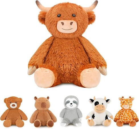 Weighted Stuffed Animals Highland Cow Plush Heated Microwavable Weighted Plushies Stuffy Lavender Scented Highland Cow Stuffed Animal Calming Gift for Kids and Adults in Kuwait