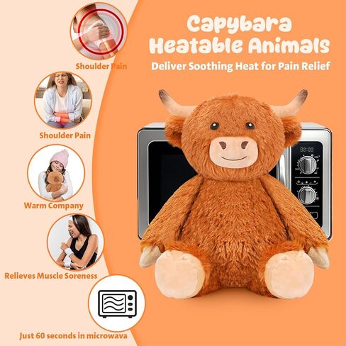 Weighted Stuffed Animals Highland Cow Plush Heated Microwavable Weighted Plushies Stuffy Lavender Scented Highland Cow Stuffed Animal Calming Gift for Kids and Adults in Kuwait