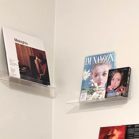 3Pcs Clear Vinyl Record Shelf Wall Mount, Adhesive Record Holder, Wall Record Holder Display Shelf, Bookshelf, Acrylic Album Holder Display, Album Frame Organizer for CD, Book Art Storage Home Decor in Saudi Arabia