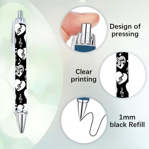 Music Note Pattern Ballpoint Pens, Office Learning Signature Pens, Portable Gift Pens for Workplace, 20 Pack in Saudi Arabia