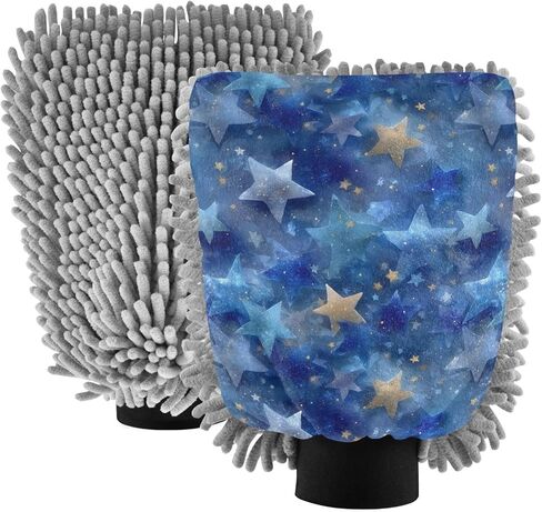 AIXIWAWA Surreal Stars Print Car Wash Mitt Washing Glove Scratch Free Water Absorbent 2 Pack Medium in Saudi Arabia