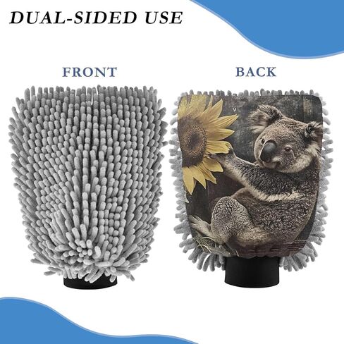 AIXIWAWA Vintage Koala Print Car Wash Mitt Washing Glove Scratch Free Water Absorbent 2 Pack Medium in Saudi Arabia