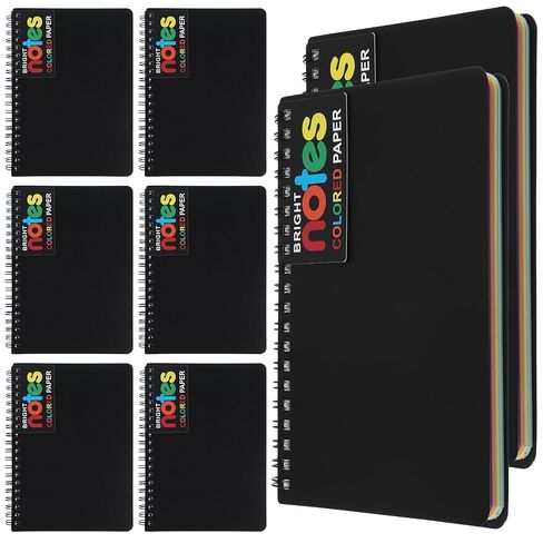 8 Pack Spiral Notebook – 5" x 7" Black PVC Cover College Ruled Journals, 100 Sheets/200 Pages – 7 Colors Vibrant Lined Paper Memo Pads for Learning Space, Office, and Gifting in Saudi Arabia