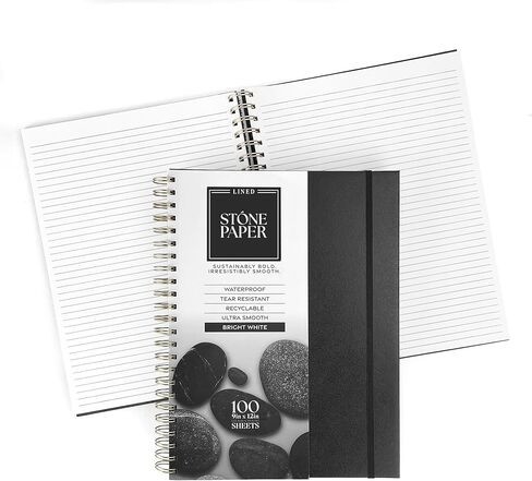 ArtSkills Lined Stone Paper Notebook, Spiral Bound Mineral Paper, 5 x 7 Waterproof Journal, Aesthetic Sketchbook Lined Pages for School, Work, Drawing, Sketching, Black, 100 Sheets in Saudi Arabia