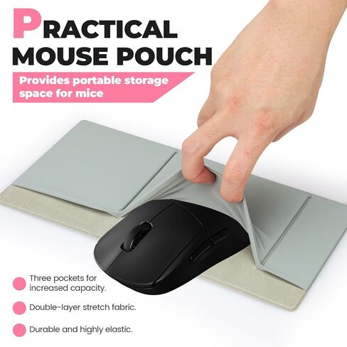 3-Pocket Laptop Pouch for Mouse & Hard Drive, Adhesive Holder Case Elastic Sleeve Pocket for External Portable SSD, Phone, USB Cable, Pen, Green in Saudi Arabia