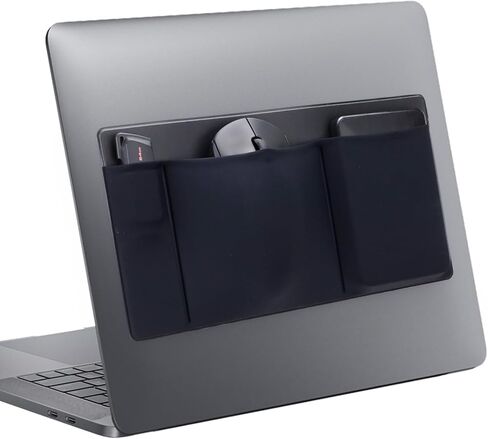 3-Pocket Laptop Pouch for Mouse & Hard Drive, Adhesive Holder Case Elastic Sleeve Pocket for External Portable SSD, Phone, USB Cable, Pen, Green in Saudi Arabia
