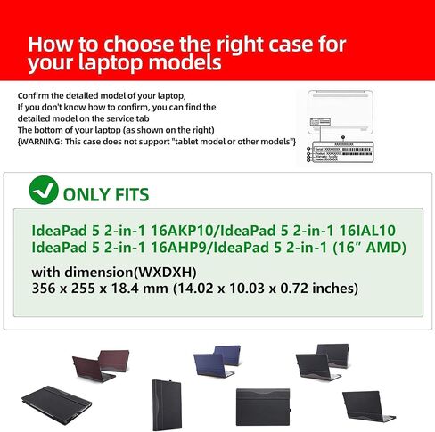 حافظة كمبيوتر محمول لجهاز Lenovo IdeaPad 5 2 في 1 16AKP10 16IAL10/ 16AHP9 (16 بوصة AMD) حقيبة كمبيوتر محمول شاملة من جلد البولي يوريثان قابلة للفصل (رمادي داكن) in Saudi Arabia