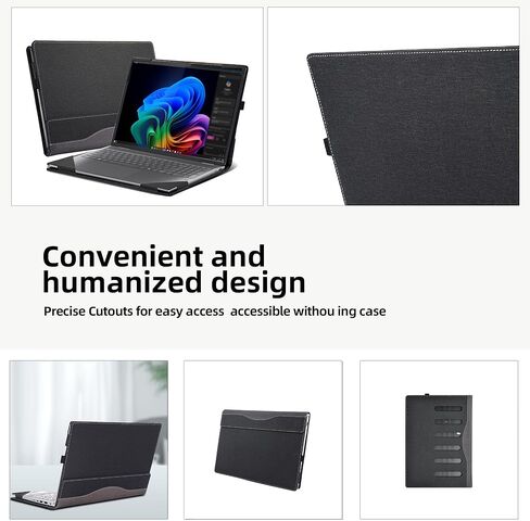 حافظة كمبيوتر محمول لجهاز Lenovo IdeaPad 5 2 في 1 16AKP10 16IAL10/ 16AHP9 (16 بوصة AMD) حقيبة كمبيوتر محمول شاملة من جلد البولي يوريثان قابلة للفصل (رمادي داكن) in Saudi Arabia