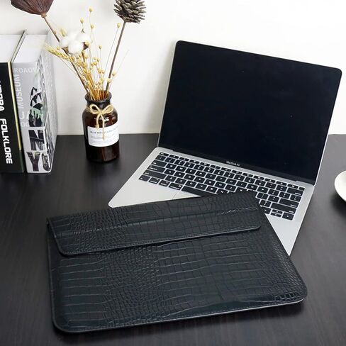 Laptop Sleeve For 2025-2023 MacBook Air 15 inch M4 A3241 M3 A3114 M2 A2941 Pro 14 A2442 A2779 A2918 A3112 A3185 A3401 2024-2021 PU Leather Flap Style Case Notebook Bag for Mac Pro 15, Black in Saudi Arabia