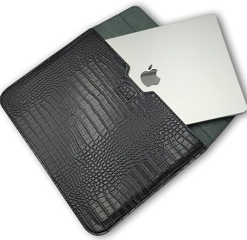 Laptop Sleeve For 2025-2023 MacBook Air 15 inch M4 A3241 M3 A3114 M2 A2941 Pro 14 A2442 A2779 A2918 A3112 A3185 A3401 2024-2021 PU Leather Flap Style Case Notebook Bag for Mac Pro 15, Black in Saudi Arabia