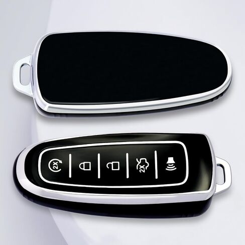 لغطاء Ford Key Fob مع سلسلة مفاتيح، غطاء غطاء غطاء مفتاح Fob متوافق مع Ford C-Max Edge Escape Expedition Explorer Flex Focus Taurus Lincoln MKS MKT MKX مفتاح التحكم عن بعد الذكي (أسود) in Kuwait