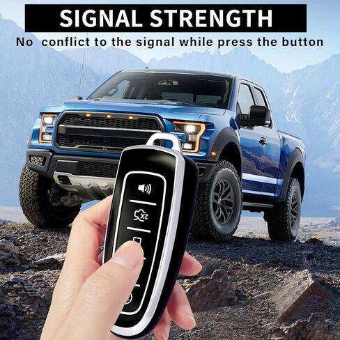 لغطاء Ford Key Fob مع سلسلة مفاتيح، غطاء غطاء غطاء مفتاح Fob متوافق مع Ford C-Max Edge Escape Expedition Explorer Flex Focus Taurus Lincoln MKS MKT MKX مفتاح التحكم عن بعد الذكي (أسود) in Kuwait