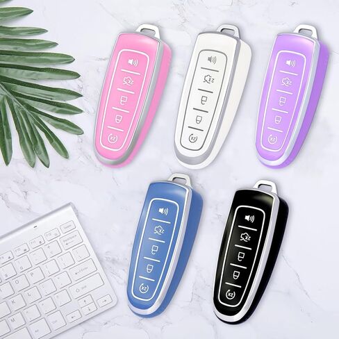 لغطاء Ford Key Fob مع سلسلة مفاتيح، غطاء غطاء غطاء مفتاح Fob متوافق مع Ford C-Max Edge Escape Expedition Explorer Flex Focus Taurus Lincoln MKS MKT MKX مفتاح التحكم عن بعد الذكي (أسود) in Kuwait