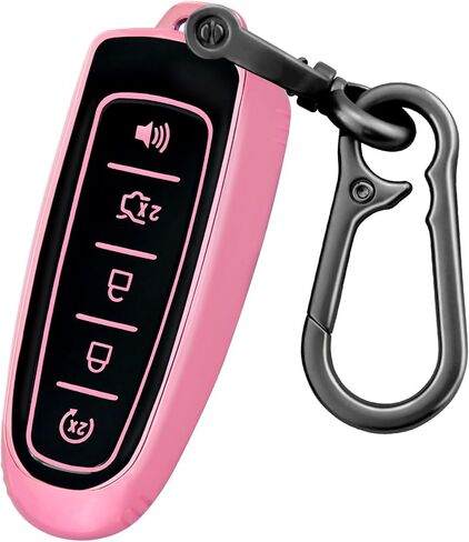 لغطاء Ford Key Fob مع سلسلة مفاتيح، غطاء غطاء غطاء مفتاح Fob متوافق مع Ford C-Max Edge Escape Expedition Explorer Flex Focus Taurus Lincoln MKS MKT MKX مفتاح التحكم عن بعد الذكي (أسود) in Kuwait