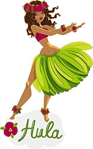 Magnet Pretty Hawaiian Tropical Hula Dancer Girl Cartoon Magnetic Vinyl Magnet Bumper Sticker (4" Tall) in Saudi Arabia