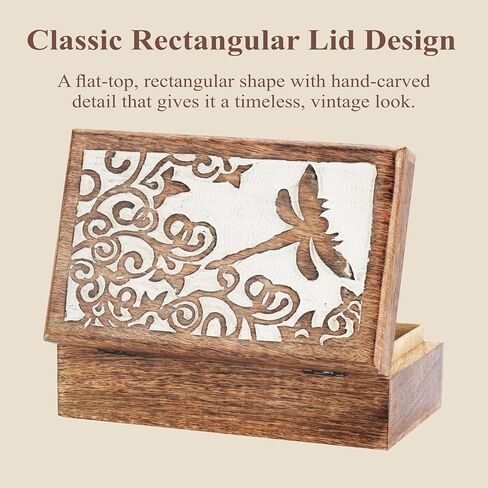 Ajuny Wooden Hand Carved Decorative Box with Celtic Tree Of Life Carvings White - Multipurpose Use As Jewelry Storage, Trinket Holder or Watch Box, Great For Gifts in Saudi Arabia
