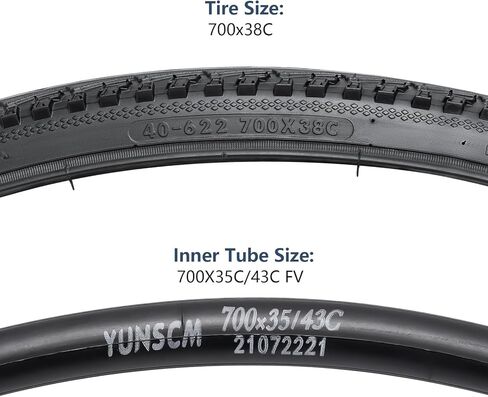 YUNSCM 2-PCS 700C Bike Tires 700X38C/40-622 and 700C Heavy Duty Bike Tubes Schrader Valve with 2 Rim Strips Compatible with 700 X 36-40C Bike Bicycle Tires and Tubes (P-173) in Saudi Arabia