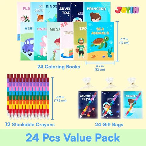 24 حزمة من كتب التلوين من JOYIN لهدايا حفلات الأطفال، مجموعة كتب تلوين صغيرة مع 8 ألوان تلوين للأطفال من سن 4 إلى 8 سنوات، كتب أنشطة صغيرة، هدايا عيد الميلاد، حقائب هدايا عيد الميلاد، هدايا الفصول الدراسية للطلاب in Saudi Arabia