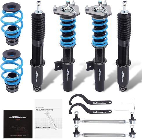 maxpeedingrods Coilover for VW Jetta MK5 Mk6 2005-2019، لـ VW Golf Mk5 Mk6 2003-2012، طقم تعليق كويلوفيرس قابل للتعديل بـ 24 مستوى، مجموعة خفض مطورة T6 قابلة للتعديل باللون الأزرق in Saudi Arabia