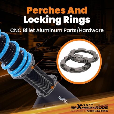 maxpeedingrods Coilover for VW Jetta MK5 Mk6 2005-2019، لـ VW Golf Mk5 Mk6 2003-2012، طقم تعليق كويلوفيرس قابل للتعديل بـ 24 مستوى، مجموعة خفض مطورة T6 قابلة للتعديل باللون الأزرق in Saudi Arabia