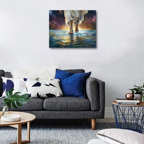 Jesus Christ Walking on Water Paint by Numbers Kit for Adults Beginner, Biblical Scene Paint by Number, Belief in the Starry Universe DIY Oil Painting Kits for Home Wall Decor Gift 16x20 Inch in Saudi Arabia