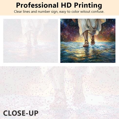 Jesus Christ Walking on Water Paint by Numbers Kit for Adults Beginner, Biblical Scene Paint by Number, Belief in the Starry Universe DIY Oil Painting Kits for Home Wall Decor Gift 16x20 Inch in Saudi Arabia