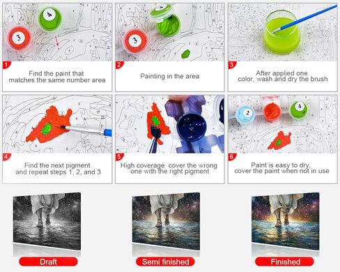 Jesus Christ Walking on Water Paint by Numbers Kit for Adults Beginner, Biblical Scene Paint by Number, Belief in the Starry Universe DIY Oil Painting Kits for Home Wall Decor Gift 16x20 Inch in Saudi Arabia