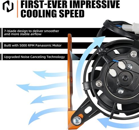 طقم دعامة مروحة تبريد الرادياتير البرتقالي من NICECNC متوافق مع KTM 2+4 Stroke 2017-2022 125-500 XCW/EXC/EXCF 2023 125-500 XC/XCF/XCW 2017-2022 انظر الإعداد in Kuwait