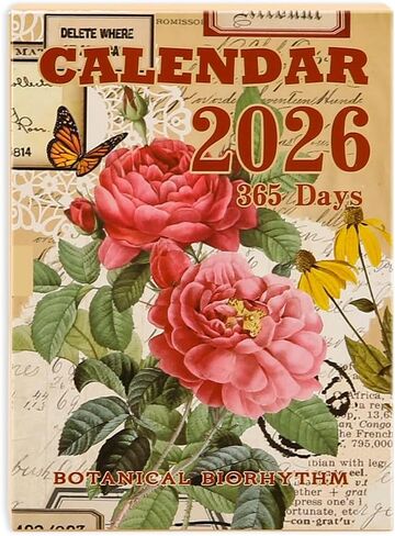 2026 تقويم سطح المكتب التقويم 365 صفحة خمر زهرة التقويم اليومي سجل القصاصات ورقة كتاب غير لزجة مواد خلفية الزخرفية ورقة DIY الفن الحرف اليومية لوازم لديكور المكتب، المنزل، هدية in Saudi Arabia