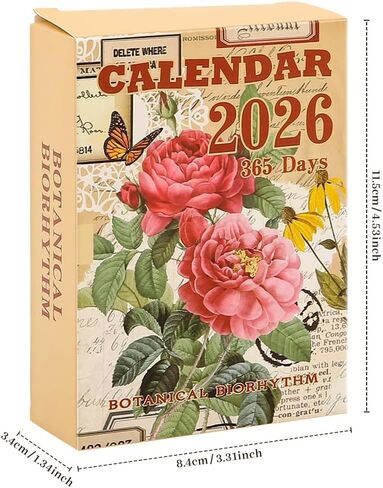 2026 تقويم سطح المكتب التقويم 365 صفحة خمر زهرة التقويم اليومي سجل القصاصات ورقة كتاب غير لزجة مواد خلفية الزخرفية ورقة DIY الفن الحرف اليومية لوازم لديكور المكتب، المنزل، هدية in Saudi Arabia