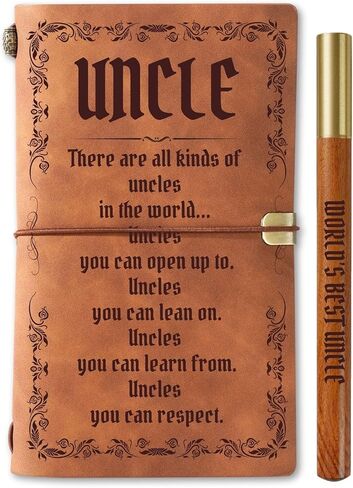 هدايا العم InnoBeta، بطاقة عيد ميلاد العم، بطاقة عيد الميلاد للعم، دفتر ملاحظات جلدي مع قلم، دفتر رسم قابل لإعادة الملء، مذكرات سفر، مخطط مبطن، 7x5 بوصة، بني in Kuwait