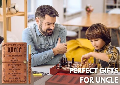 هدايا العم InnoBeta، بطاقة عيد ميلاد العم، بطاقة عيد الميلاد للعم، دفتر ملاحظات جلدي مع قلم، دفتر رسم قابل لإعادة الملء، مذكرات سفر، مخطط مبطن، 7x5 بوصة، بني in Kuwait