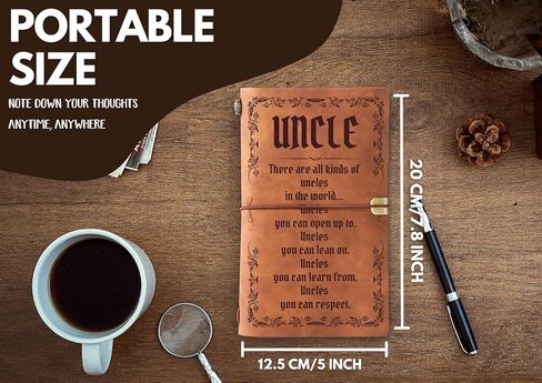 هدايا العم InnoBeta، بطاقة عيد ميلاد العم، بطاقة عيد الميلاد للعم، دفتر ملاحظات جلدي مع قلم، دفتر رسم قابل لإعادة الملء، مذكرات سفر، مخطط مبطن، 7x5 بوصة، بني in Kuwait