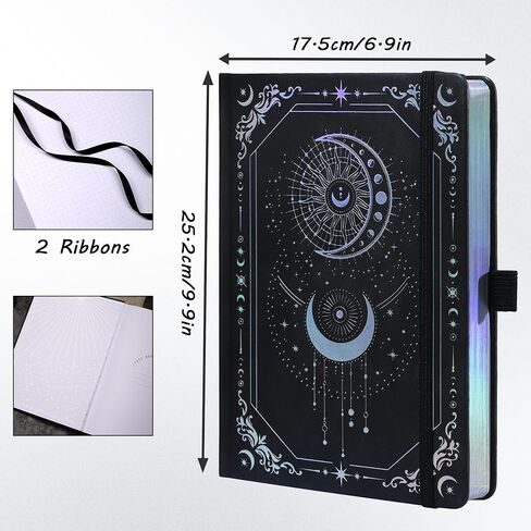 TIEFOSSI B5 Dotted Journal، دفتر ملاحظات شبكي منقطة للنساء والرجال، دفاتر ملاحظات ذات غلاف فني لمذكرات تنظيم المخطط، ورق سميك 160 جرام في المتر المربع، 150 صفحة مرقمة بحواف فضية in Kuwait