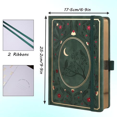 TIEFOSSI B5 Dotted Journal، دفتر ملاحظات شبكي منقطة للنساء والرجال، دفاتر ملاحظات ذات غلاف فني لمذكرات تنظيم المخطط، ورق سميك 160 جرام في المتر المربع، 150 صفحة مرقمة بحواف فضية in Kuwait