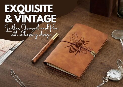 Bee Gifts Journal for Bee Lover, Gifts for Appreciation, Congratulations, Christmas and Birthday, Leather Journal Notebook with Pen, Refillable Sketchbook, Travel Diary, Lined Planner, 7x5 Inches in Saudi Arabia