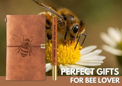 Bee Gifts Journal for Bee Lover, Gifts for Appreciation, Congratulations, Christmas and Birthday, Leather Journal Notebook with Pen, Refillable Sketchbook, Travel Diary, Lined Planner, 7x5 Inches in Saudi Arabia