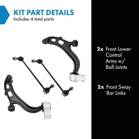 TRQ Front Suspension Kit Control Arm with Ball Joint Sway Bar Stabilizer Link Compatible with 2014-2020 Acura MDX in Kuwait