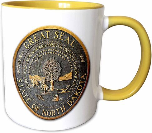3dRose mug_55283_4 "Great Seal of North Dakota (PD-US)" Two Tone Black Mug, 11 oz, Multicolor in Saudi Arabia