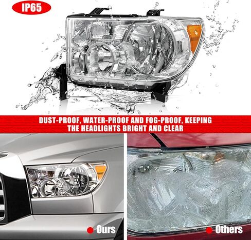 Headlight Assembly for 2005-2006 Toyota Tundra Double/Crew Cab and 2005-2007 Sequoia Headlamp Replacement - Chrome Housing, Clear Lens (Not compatible with Regular Cab and Access Cab) in Saudi Arabia