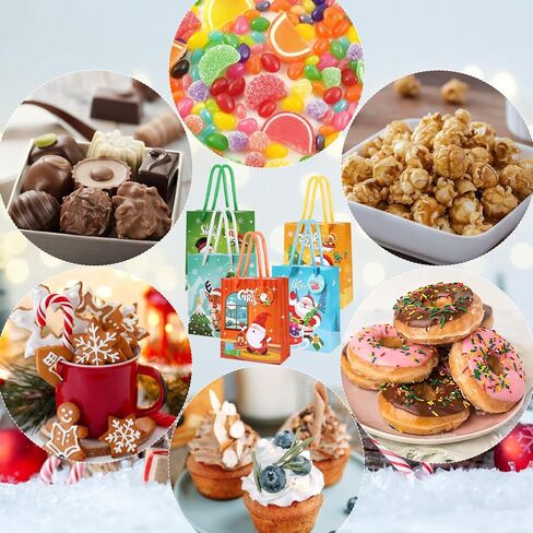 CCINEE 20pcs Christmas Mini Gift Bags with Handles, Small Xmas Paper Gift Bag Bulk for Presents Reusable Christmas Treat Bags with Tags for Holiday Party Favors Holiday Presents Wrapping in Saudi Arabia