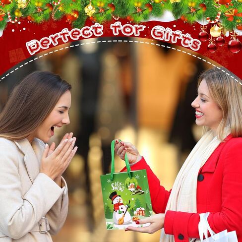 CCINEE 20pcs Christmas Mini Gift Bags with Handles, Small Xmas Paper Gift Bag Bulk for Presents Reusable Christmas Treat Bags with Tags for Holiday Party Favors Holiday Presents Wrapping in Saudi Arabia