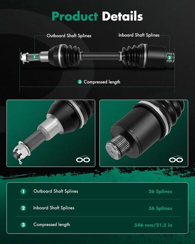 CV Axle Shaft Assembly fit for Polaris Diesel 455,for Polaris Sportsman 335 400 500, for Worker 500 1999-2002 Rear Left Right 1380142 2PCS in Saudi Arabia