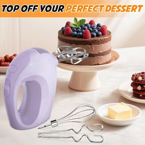 Kitchen Mixer Electric Handheld - Portable Hand Mixer Electric with 5 Stainless Steel Accessories Whisk, Food Beater for Whipping Mixing Cookies Cakes Eggs Dough in Kuwait
