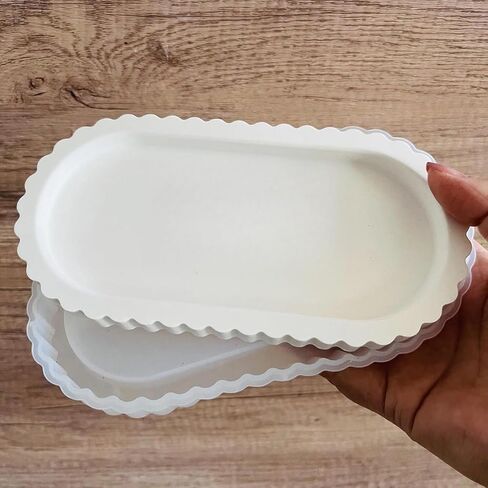 1pc Elliptical Lace Tray Mold DIY Drip Glue Mold Elliptical Lace Tray Silicone Mirror Resin Gypsum in Saudi Arabia