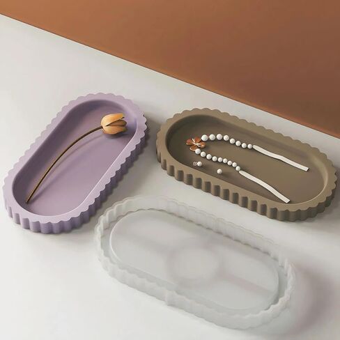 1pc Elliptical Lace Tray Mold DIY Drip Glue Mold Elliptical Lace Tray Silicone Mirror Resin Gypsum in Saudi Arabia
