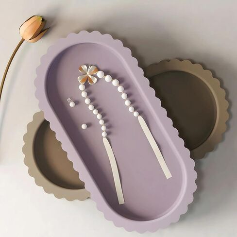 1pc Elliptical Lace Tray Mold DIY Drip Glue Mold Elliptical Lace Tray Silicone Mirror Resin Gypsum in Saudi Arabia
