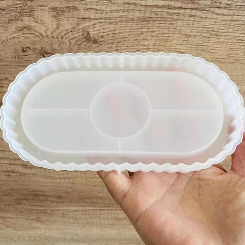 1pc Elliptical Lace Tray Mold DIY Drip Glue Mold Elliptical Lace Tray Silicone Mirror Resin Gypsum in Saudi Arabia