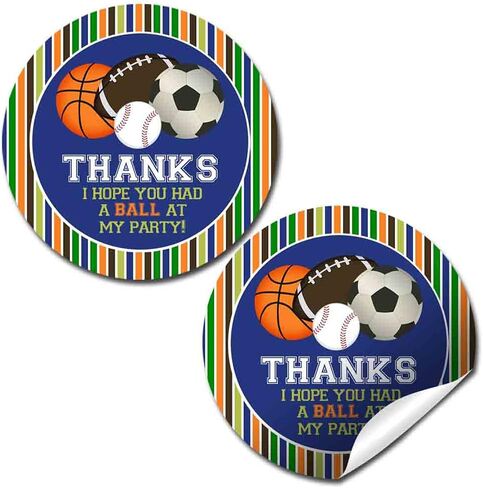 Football Ticket Birthday Thank You Sticker Labels for Kids, 40 2" Party Circle Stickers by AmandaCreation, Great for Party Favors, Envelope Seals & Goodie Bags in Saudi Arabia