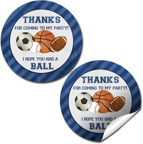 Football Ticket Birthday Thank You Sticker Labels for Kids, 40 2" Party Circle Stickers by AmandaCreation, Great for Party Favors, Envelope Seals & Goodie Bags in Saudi Arabia